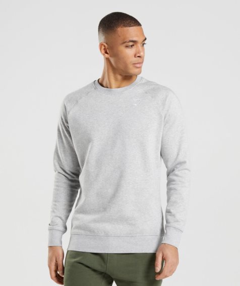 Men's Gymshark Crest Sweatshirts Light Grey | NZ 9IUZJA